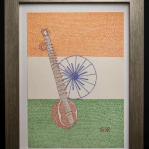 india flag with sitar